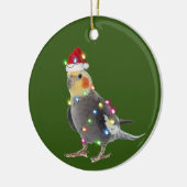 Cockatiel met Petten kerstmis Keramisch Ornament (Links)