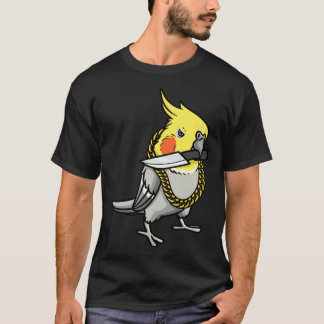Cockatiel Parrot With Knife T-shirt