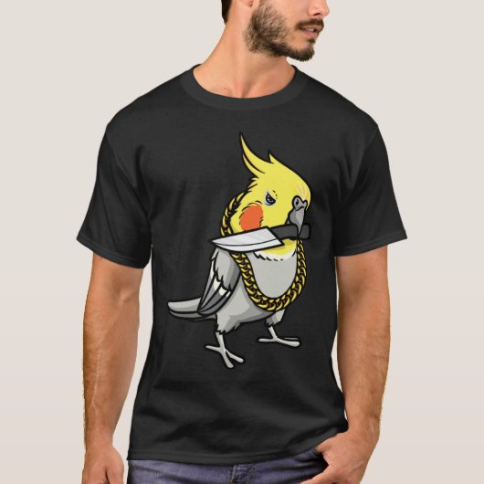 Cockatiel Parrot With Knife T-shirt (Voorkant)