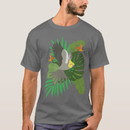 Cockatiel with leaves t-shirt