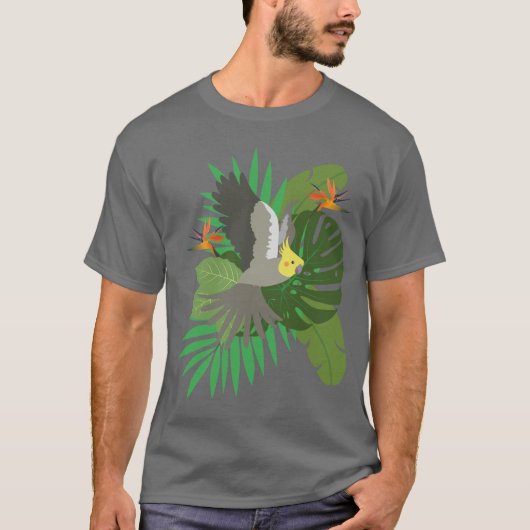 Cockatiel with leaves t-shirt (Voorkant)