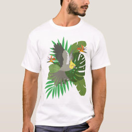 Cockatiel with leaves t-shirt