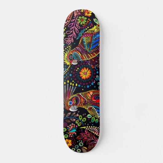 Cockatiels - Aboriginal stijl - Skateboard Deck (Voorkant)