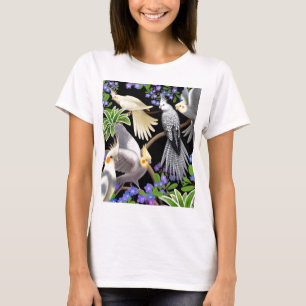 Cockatiels en vergeet me Nots Baby Doll T-Shirt