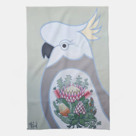 Cockato met King Protea Tattoo Tea Towel Theedoek