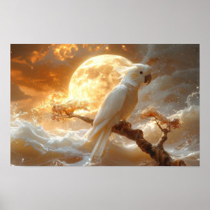 Cockatoo Parrot Fantasy Dreamscape Poster