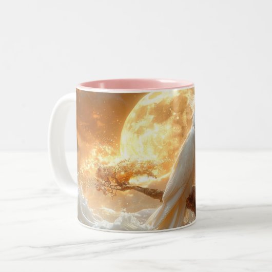 Cockatoo Parrot Fantasy Dreamscape Tweekleurige Koffiemok (Voorkant links)