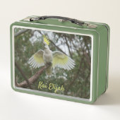 Cockatoo Parrot Oiseau Animal Green Métal Lunchbox (Dos)
