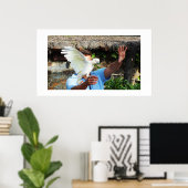 Cockatoto die een vleugel toont poster (Thuiskantoor)