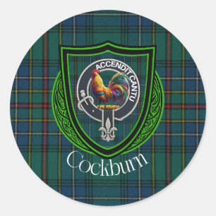 Cockburn Schotse Clan Tartan & Wapen Ronde Sticker