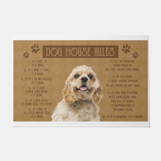Cocker Dog House regels, als het gebroken, het is Deurmat (Voorkant)