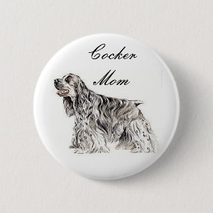 Cocker Moeder, Amerikaanse Cocker Spaniel Knop Ronde Button 5,7 Cm