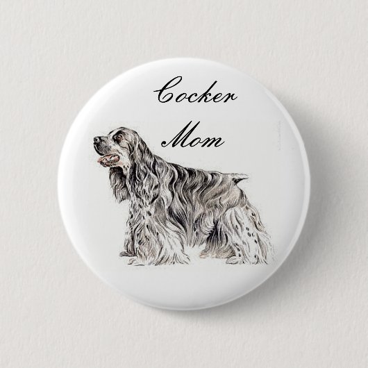 Cocker Moeder, Amerikaanse Cocker Spaniel Knop Ronde Button 5,7 Cm (Voorkant)