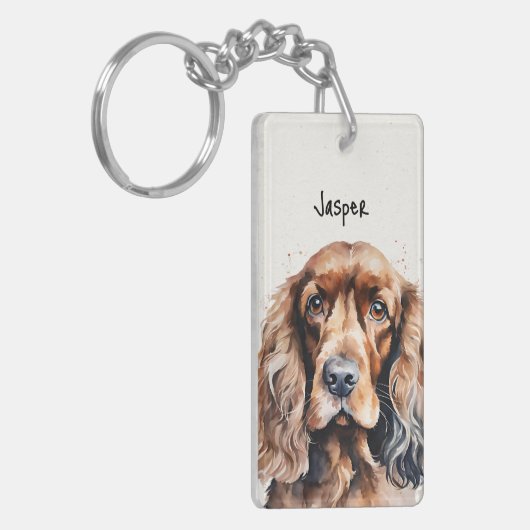 Cocker Spaniel Aangepaste naam Sleutelhanger (Voorkant Links)