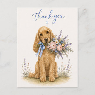 Cocker Spaniel Bloemenboeket Bedankt Briefkaart