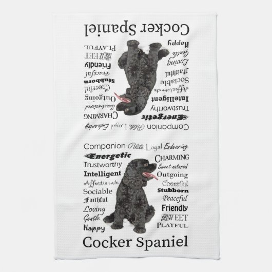 Cocker Spaniel brengt keukenhanddoek (Verticaal)