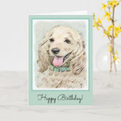 Cocker Spaniel Buff Painting - Originele Dog Art Kaart (Gele Bloem)