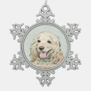 Cocker Spaniel Buff Schilderij - Originele Honden Tin Sneeuwvlok Ornament