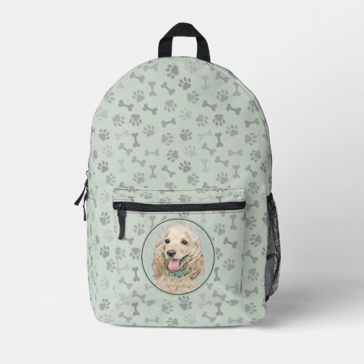 Cocker Spaniel Buff-schildering - Oorspronkelijke  Bedrukte Rugzak (Voorkant)