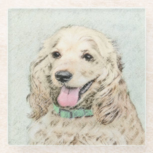 Cocker Spaniel Buff-schildering - Oorspronkelijke Glazen Onderzetter