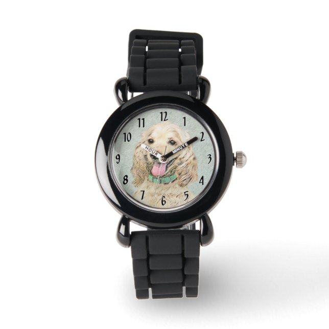 Cocker Spaniel Buff-schildering - Oorspronkelijke  Horloge (Voorkant)