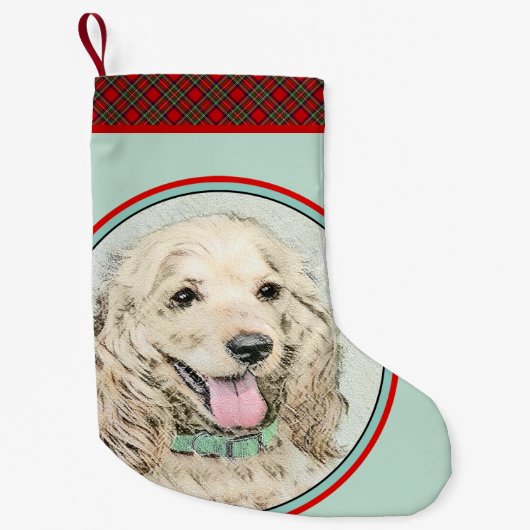 Cocker Spaniel Buff-schildering - Oorspronkelijke  Kleine Kerstsok (Voorkant)