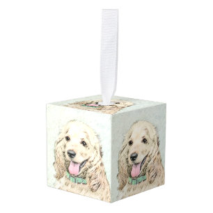 Cocker Spaniel Buff-schildering - Oorspronkelijke Kubus Ornament