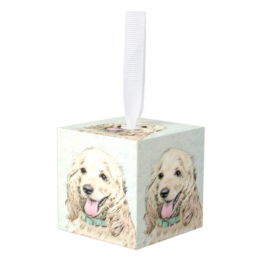 Cocker Spaniel Buff-schildering - Oorspronkelijke  Kubus Ornament (Voorkant hoekig)