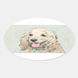 Cocker Spaniel Buff-schildering - Oorspronkelijke Ovale Sticker