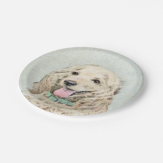 Cocker Spaniel Buff-schildering - Oorspronkelijke Papieren Bordje (Gekanteld)