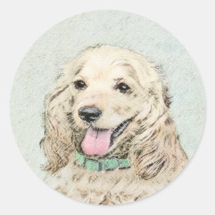 Cocker Spaniel Buff-schildering - Oorspronkelijke Ronde Sticker