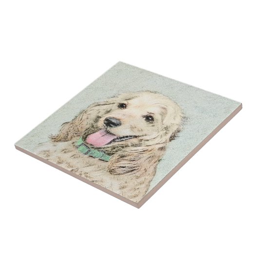 Cocker Spaniel Buff-schildering - Oorspronkelijke Tegeltje (Zijkant)