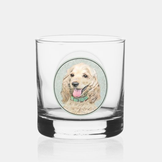 Cocker Spaniel Buff-schildering - Oorspronkelijke Whisky Glas (Voorkant)