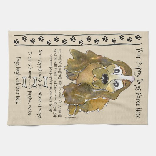 Cocker Spaniel Cartoon Chien Citations Serviette d (Horizontal)