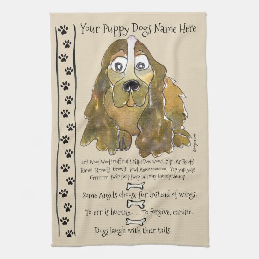 Cocker Spaniel Cartoon Chien Citations Serviette d (Vertical)
