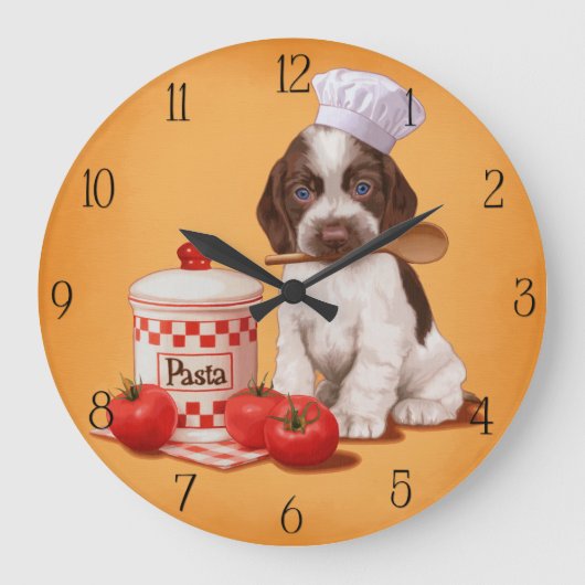 Cocker Spaniel Chef-ontwerp Grote Klok (Voorkant)