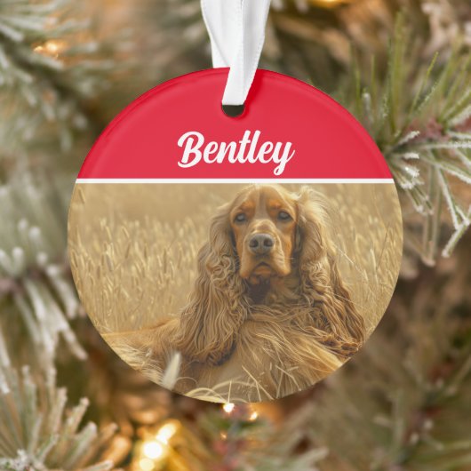 Cocker Spaniel Chien avec nom et photo Noël (Arbre)