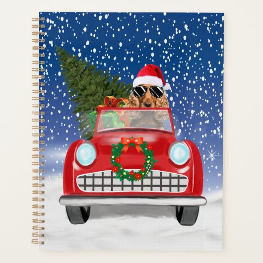 Cocker Spaniel Chien Conduite Voiture En Noël De N (Devant)