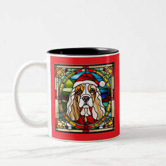 Cocker Spaniel Christmas Glas in lood Tweekleurige Koffiemok