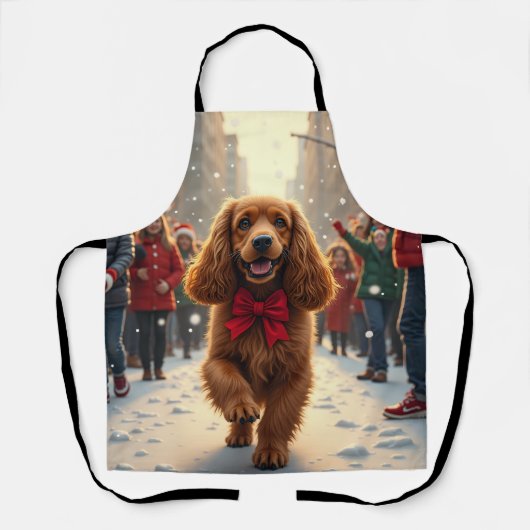 Cocker Spaniel Christmas Parade Holiday Painting Schort (Voorkant)