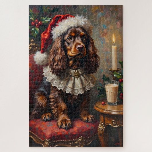 Cocker Spaniel Classical Christmas Portrait Hat Legpuzzel (Verticaal)