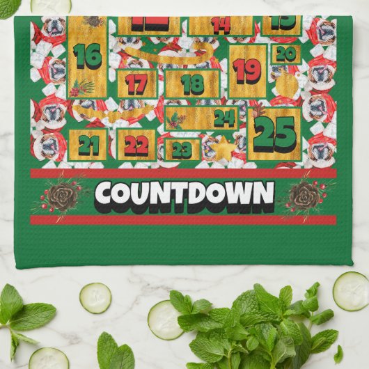 Cocker Spaniel Counting-down Kerstadvertentie-agen Theedoek (Gevouwen)