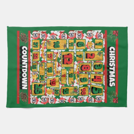 Cocker Spaniel Counting-down Kerstadvertentie-agen Theedoek (Horizontaal)