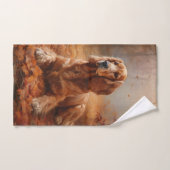 Cocker Spaniel dans les feuilles d'automne qui tom (Serviette à main)