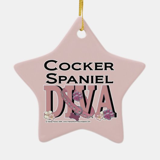 Cocker Spaniel DIVA Keramisch Ornament (Achterkant)