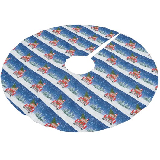 Cocker Spaniel Dog-auto rijden met sneeuwkerst Kerstboom Rok (Gekanteld)