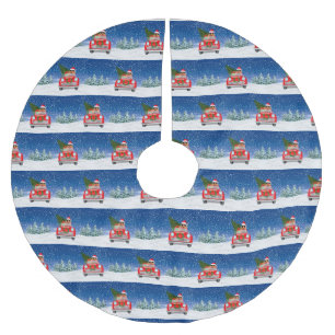 Cocker Spaniel Dog-auto rijden met sneeuwkerst Kerstboom Rok