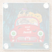 Cocker Spaniel Dog Driving Car Scary Halloween Glazen Onderzetter (Achterkant)