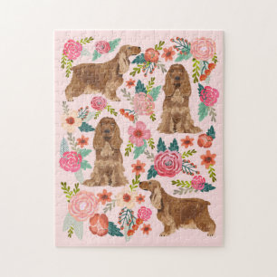 Cocker Spaniel Dog  Florals roze Legpuzzel