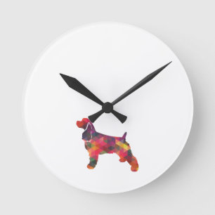 Cocker Spaniel Dog Geometric Pattern Silhouette Ronde Klok